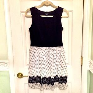 Black and White Dress w/ Lace, Spots, Back Window